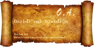 Oszlányi Alvián névjegykártya